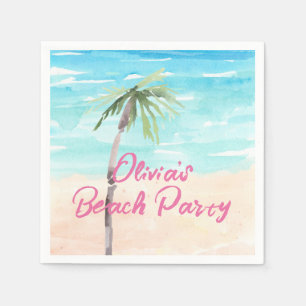 Beach Birthday Party Wasserfarbe Serviette
