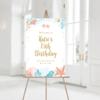 Beach Birthday Party Welcome Sign Poster