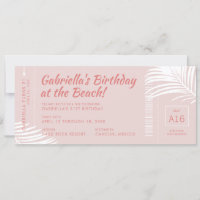 Beach Birthday Trip Ticket Boarding Pass Rosa