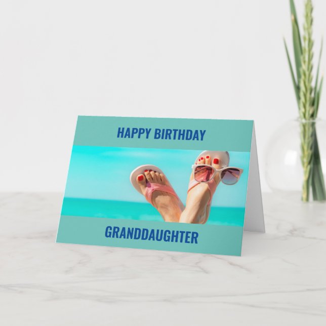 ***BEACH BIRTHDAY WISHES** "GRANDDAUGHTER" KARTE (Vorderseite)