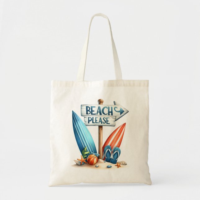 "Beach Bitte" Beach Tote Bag Tragetasche (Vorne)