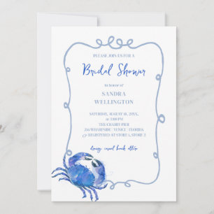 Beach Blue Crab Doodle Frame Einladung