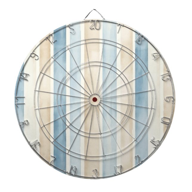 Beach Blue Cream Stripes Bridal Shower Dartscheibe (vorne)