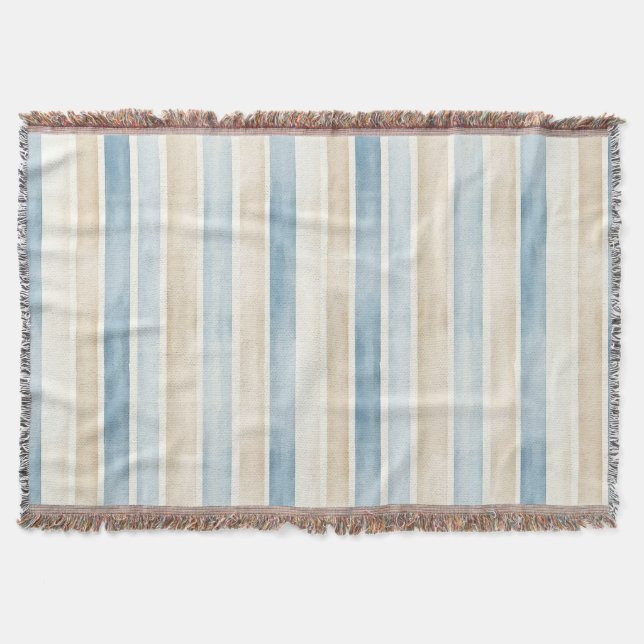 Beach Blue Cream Stripes Decke (Vorderseite)