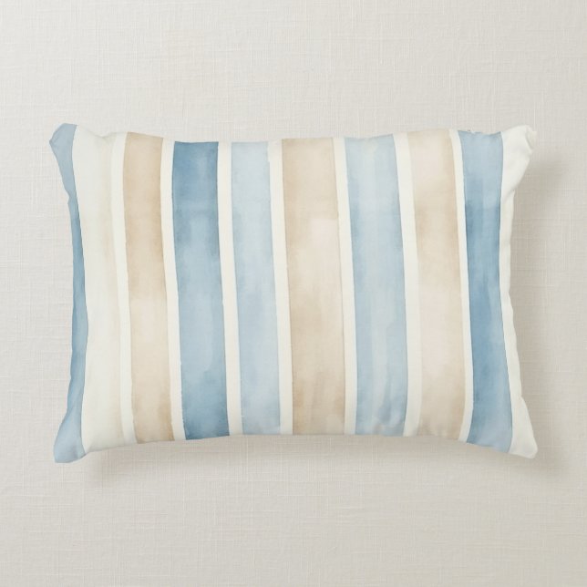 Beach Blue Cream Stripes Dekokissen (Vorderseite)