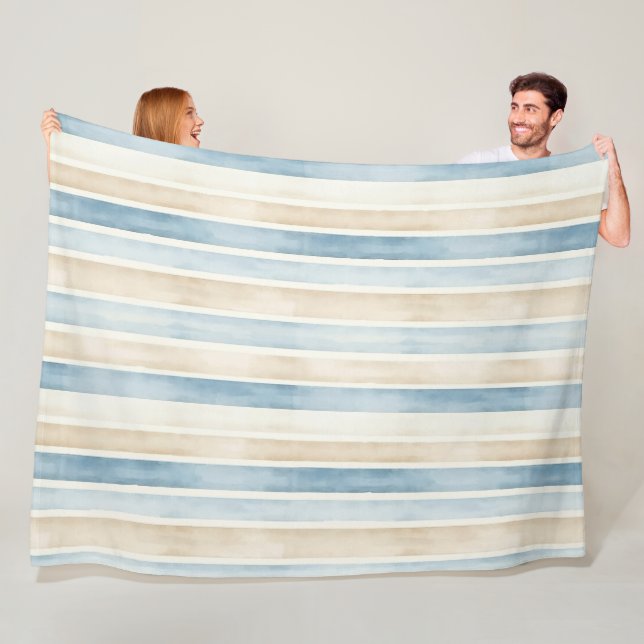 Beach Blue Cream Stripes Fleecedecke (Beispiel)