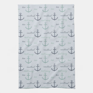 Beach Blue Ocean Nautical Sea Anchors Küchentuch