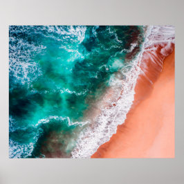 Beach Blue Ocean Welle Küste Poster