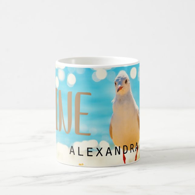 Beach Blue Seagull Personalisiert Kaffeetasse (Mittel)