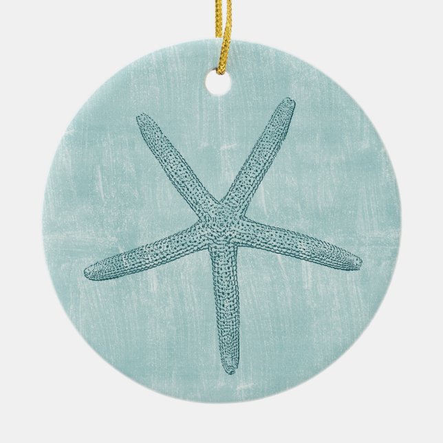 Beach Blue Starfish Keramikornament (Vorne)