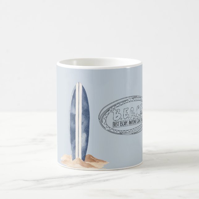 Beach Blue Surf Board Kaffeetasse (Mittel)