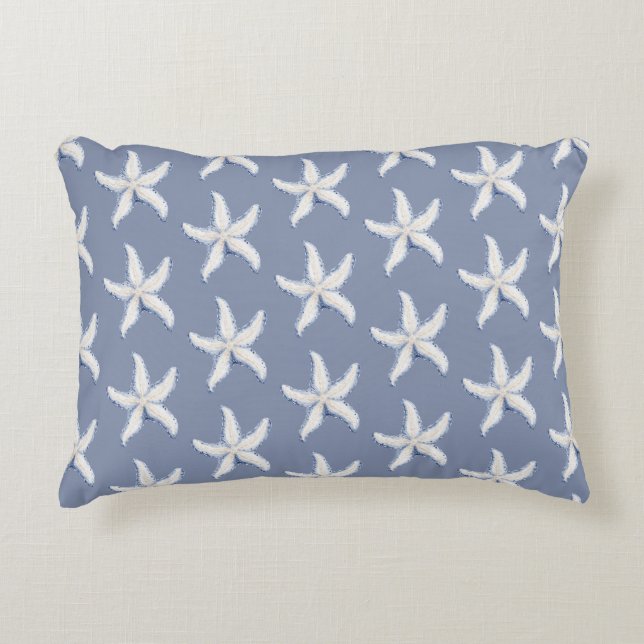 Beach Blue White Starfish Dekokissen (Vorderseite)