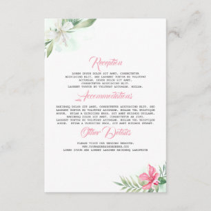 Beach Blume Hochzeitsinformationen Gästekarte Begleitkarte