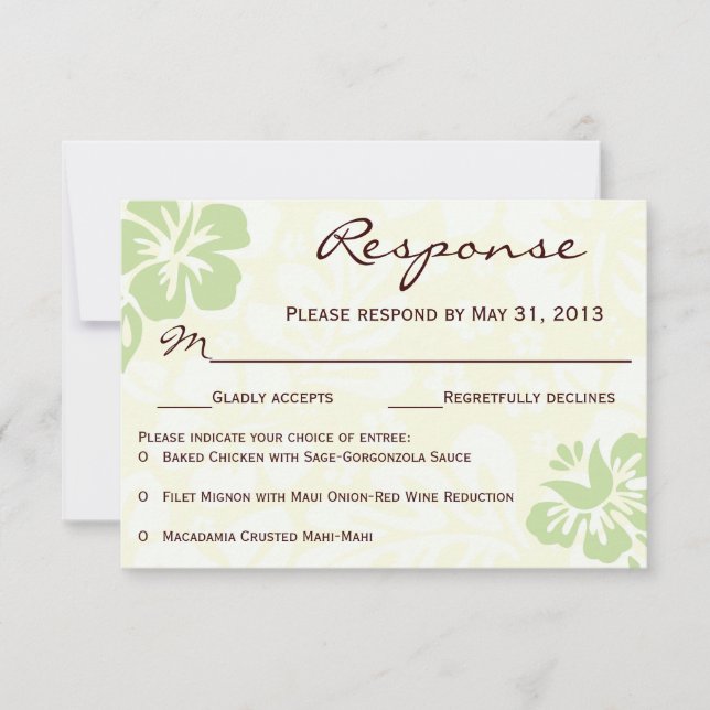 Beach Blume UAWG - Green RSVP Karte (Vorderseite)