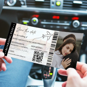 Beach Boarding Pass Hochzeit speichern Sie das Dat Einladung