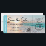 Beach Boarding Pass Save the Date Hochzeit Einladung<br><div class="desc">Beach Boarding Pass Save the Date perfekt für einen Hochzeit in Urlaubsort Strand.</div>