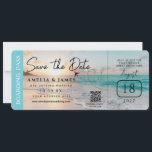 Beach Boarding Pass Save the Date Hochzeit Einladung<br><div class="desc">Beach Boarding Pass Save the Date perfekt für einen Hochzeit in Urlaubsort Strand.</div>
