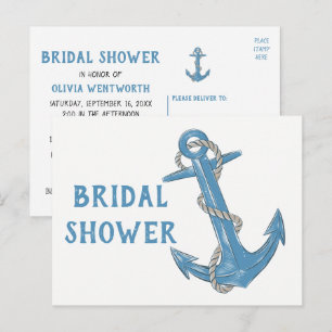 Beach Boat Anchor Blue Nautical Brautparty Einladungspostkarte