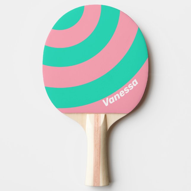 Beach Breeze Nostalgic Circle Stripe with Name Tischtennis Schläger (Vorderseite)