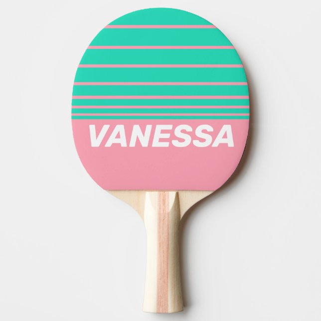 Beach Breeze Nostalgic Horizon Striping with Name Tischtennis Schläger (Vorderseite)