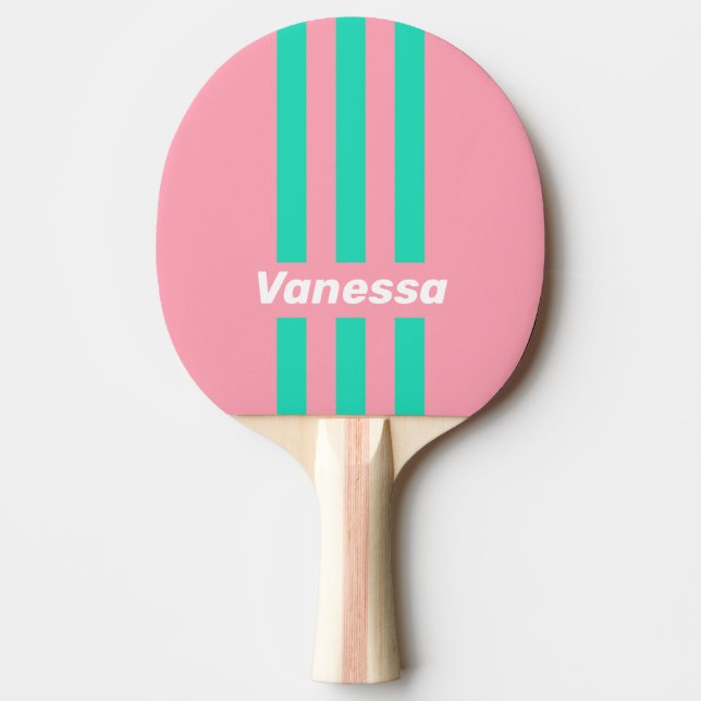 Beach Breeze Nostalgic Pin Stripes with Name Tischtennis Schläger (Vorderseite)