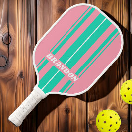 Beach Breeze Nostalgische Tafel Streifen mit Namen Pickleball Schläger