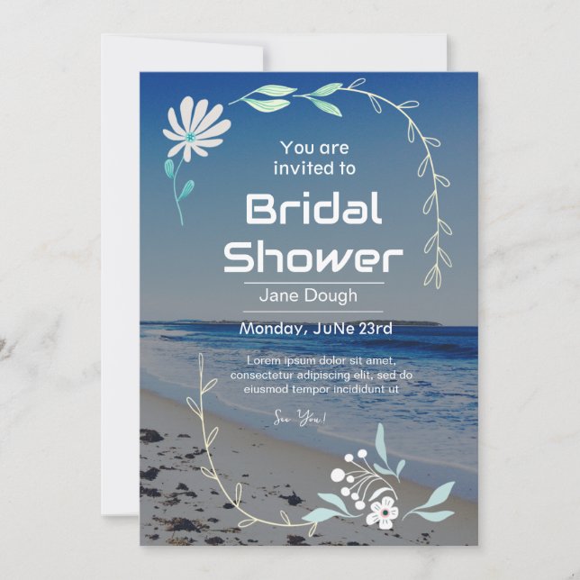 Beach Bridal Dusche Einladung (Vorderseite)