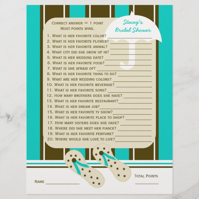 Beach Bridal oder Polterabend Party Game (Vorderseite)