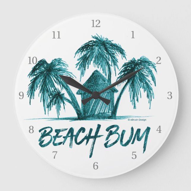 Beach Bum Große Wanduhr (Vorderseite)
