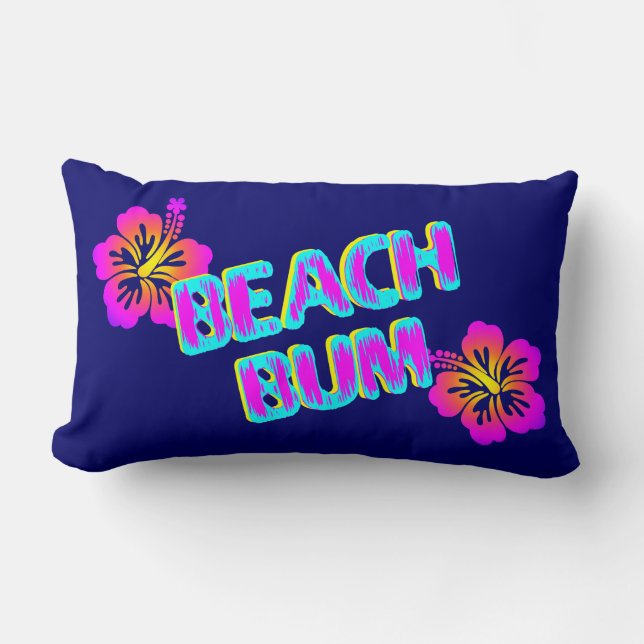 Beach Bum Hibiskus Blume Blue Pillow Lendenkissen (Vorderseite)
