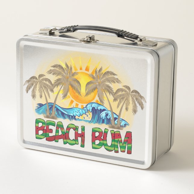 Beach Bum | Meereswellen | Tropisch Metall Brotdose (Vorderseite)