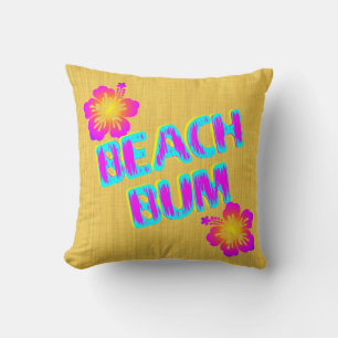 Beach Bum Pink Hibiskus Blume Kissen