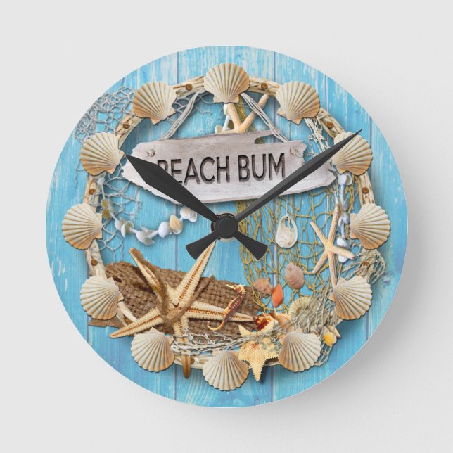 Beach Bum Runde Wanduhr (Vorderseite)