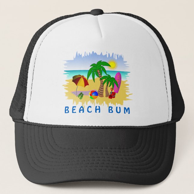Beach Bum Sun Sea und Surf Spaß farbenfroher Hut Truckerkappe (Vorderseite)