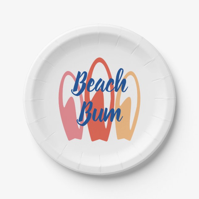 Beach Bum Surfer Party Plate Pappteller (Vorderseite)