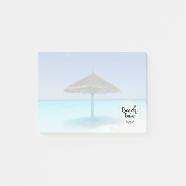 Beach Bum Typografie - Regenschirm am Tropical Bea Post-it Klebezettel (Vorderseite)