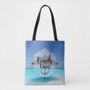 Beach Bum Typografie - Regenschirm am Tropical Bea Tasche