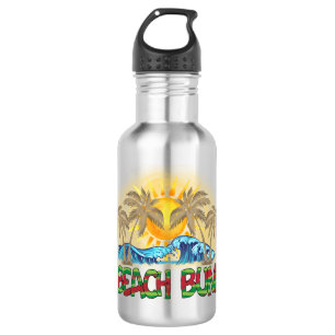 Beach Bum   Wassermelone, Meereswellen und tropisc Edelstahlflasche