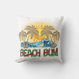Beach Bum Wassermelone, Meereswellen und tropisc Kissen