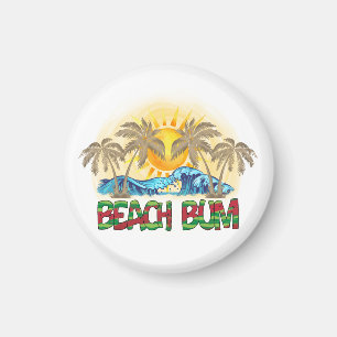 Beach Bum Wassermelone, Meereswellen und tropisc Magnet