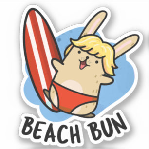 Beach Bun Funny Bunny Pun Aufkleber