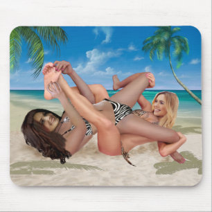 BEACH BUNNY'S TICKLE WRESTLING MOUSEPAD