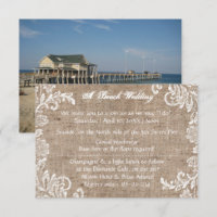 Beach Burlap & Lace - 3x5 Einladung zur Hochzeit