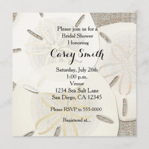 Beach Burlap Sand Dollar Bridal Dusche Einladung