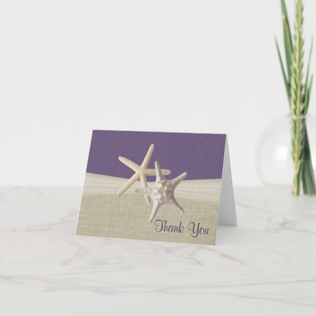 Beach Burlap und Starfish Vielen Dank Dankeskarte (Vorderseite)