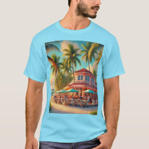 Beach Café Aruba Tropical Blue T - Shirt