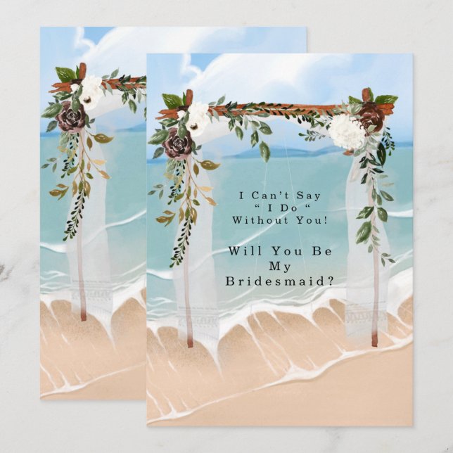 Beach Canopy Floral werden Sie meine Bridesmaid Einladung (Vorne/Hinten)