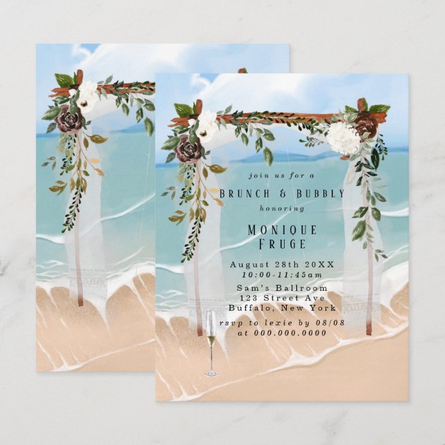 Beach Canopy Tropic Brunch & Bubbly Einladungen (Vorne/Hinten)