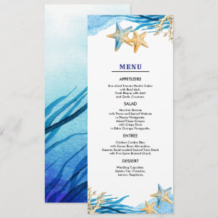 Beach   Cartes de menu Mariage d'aquarelle de mer