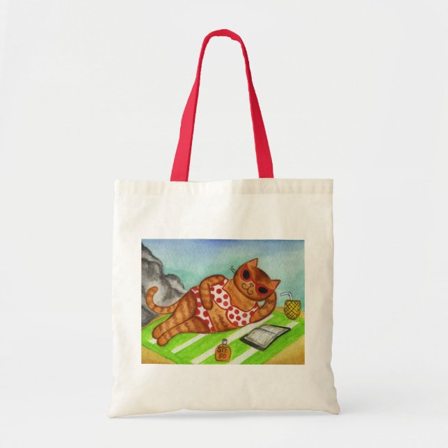 Beach Cat Tote Bag Tragetasche (Vorne)